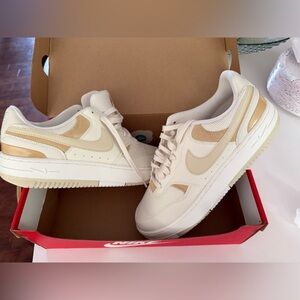 Nike Beige and White Gamma Force Sneakers